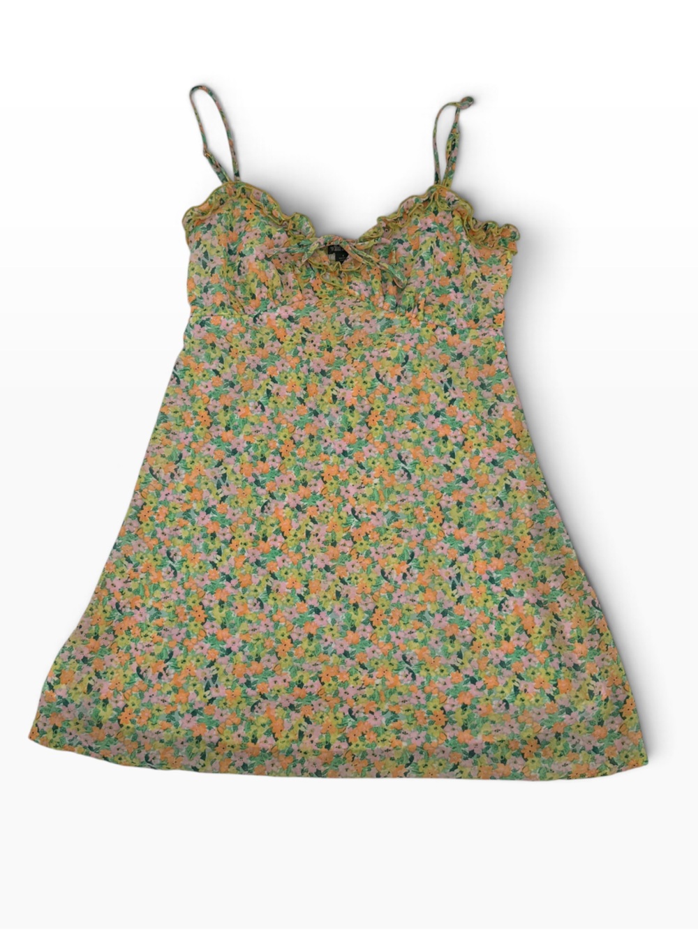 wild fable Yellow Green Pink Floral Print Mini Dress Size Small Women’s